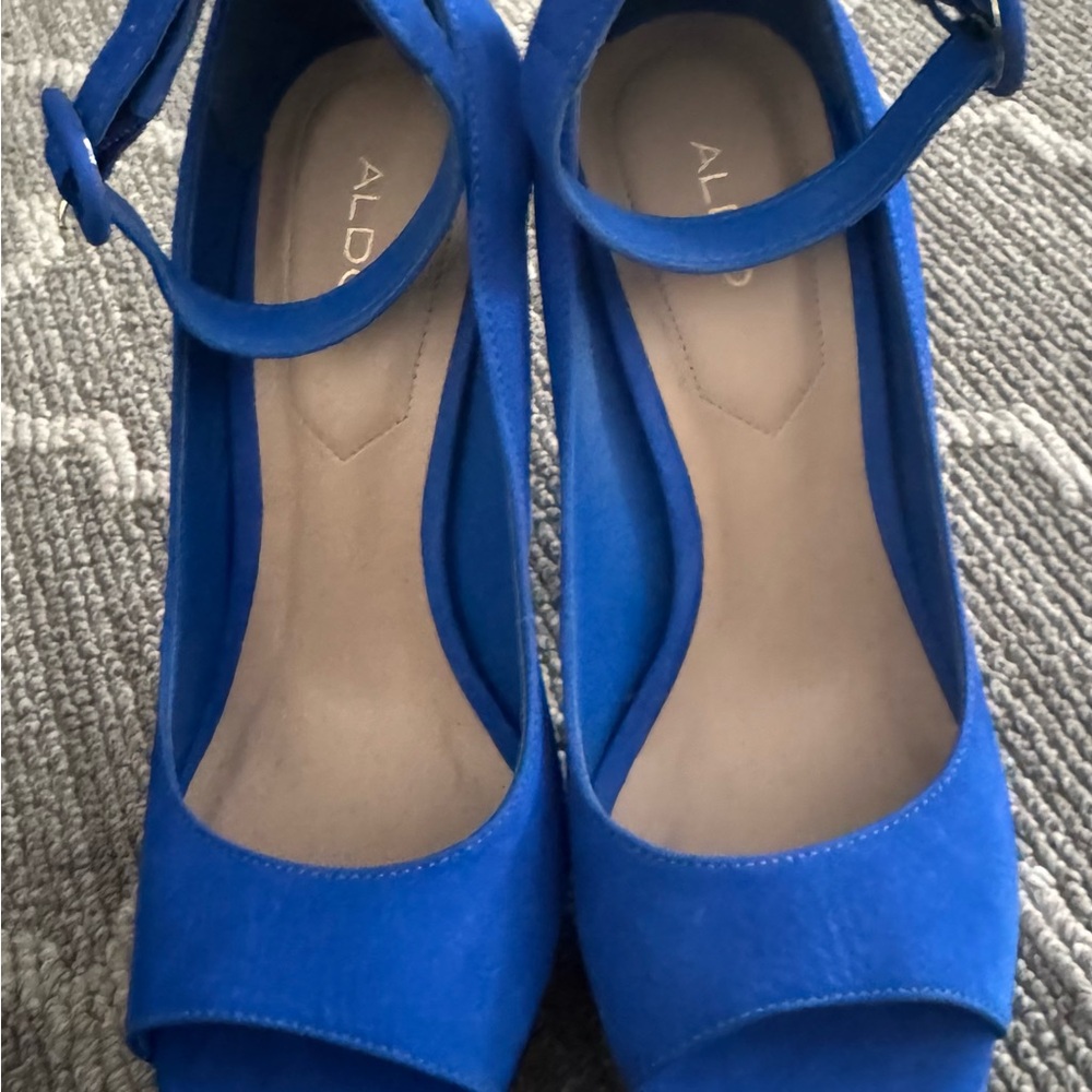 Aldo Vibrant Blue Peep-Toe Heels